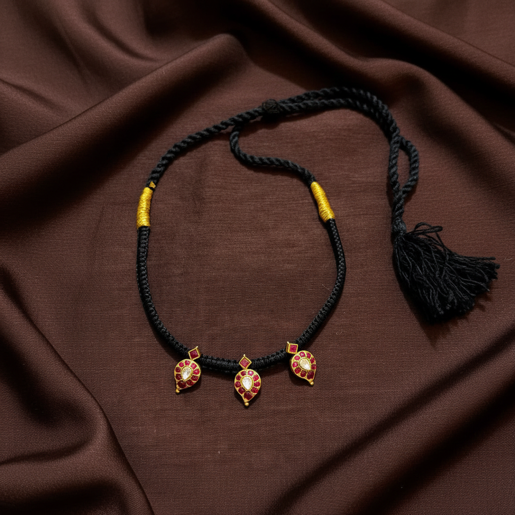 Cute 3 Jadau Mango Pendant Dori - BD007