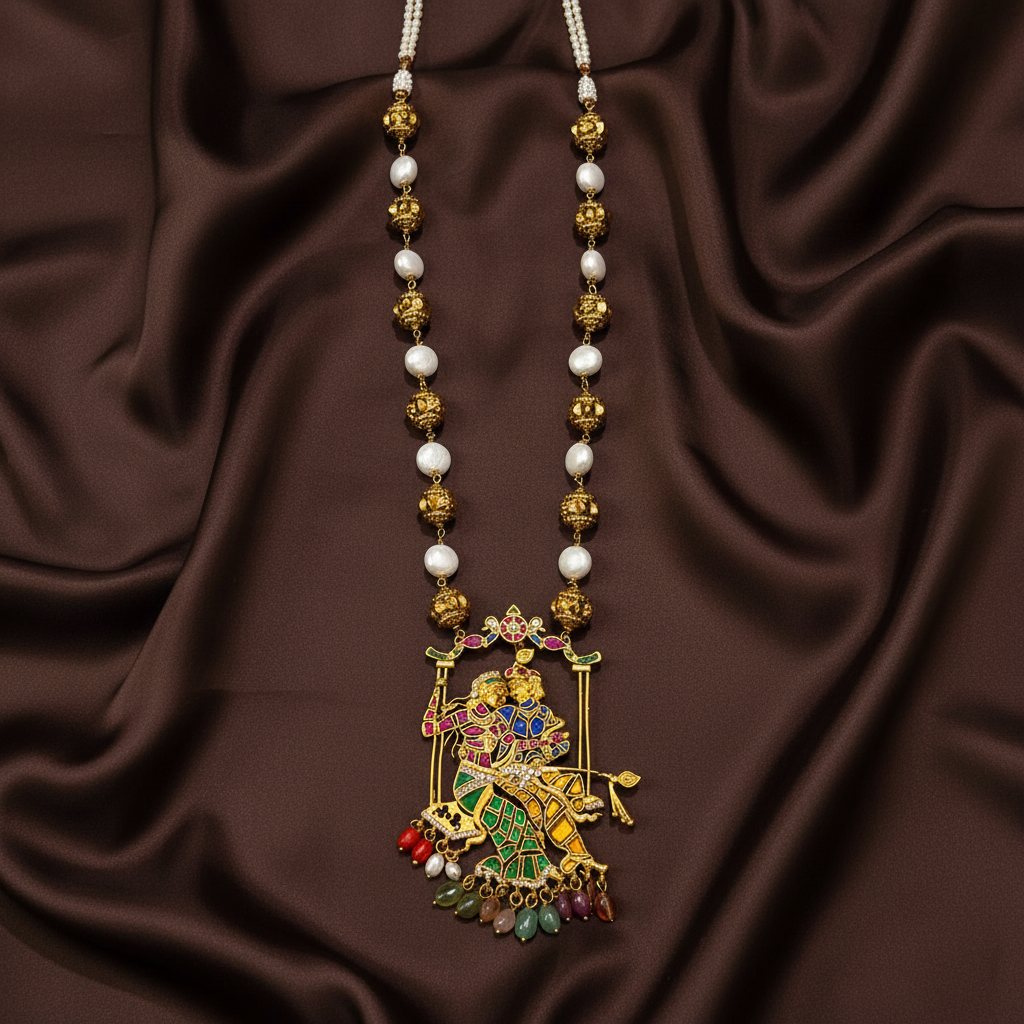 Wide Range Of  Beads Haram With Jadau Pendants - PB00613