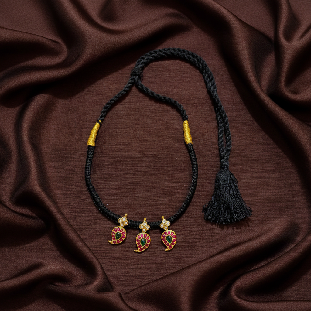 Cute 3 Jadau Mango Pendant Dori - BD007