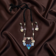 German Silver Designer Haram With Black Dori - PB00625