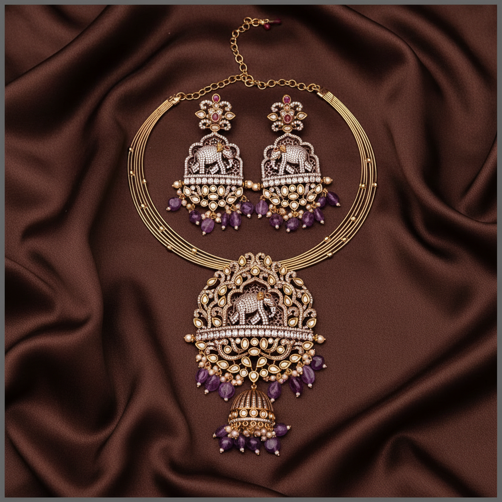Beautiful Elephant Pendant Necklace in Victorian - VN00173