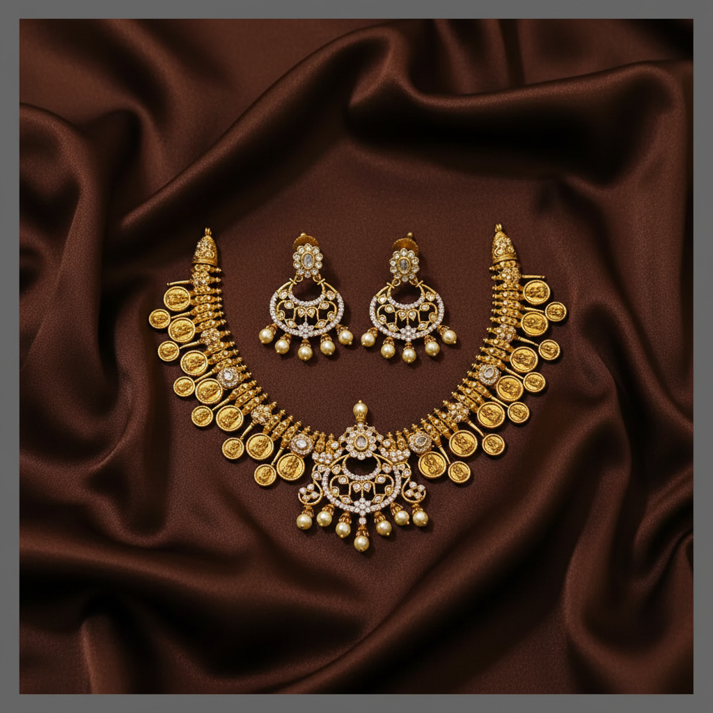 Antique Coin Necklace in Nakshi - NN00501