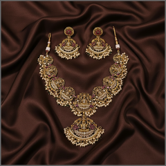 Antique Lakshmi and Elephant Necklace With Pearls - NN00386