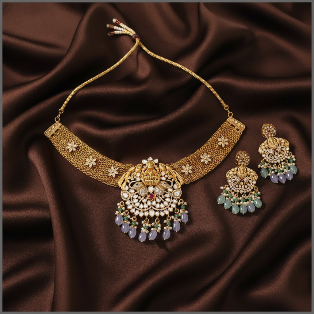 Antique Necklace With Lakshmi Pendent - NN00651