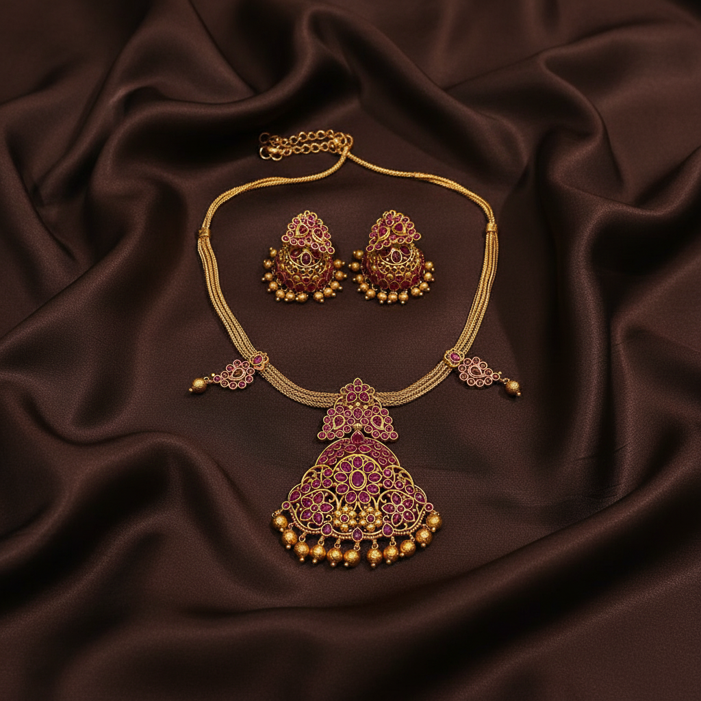 Antique Beautiful Pendant Necklace in Nakshi- NN00558