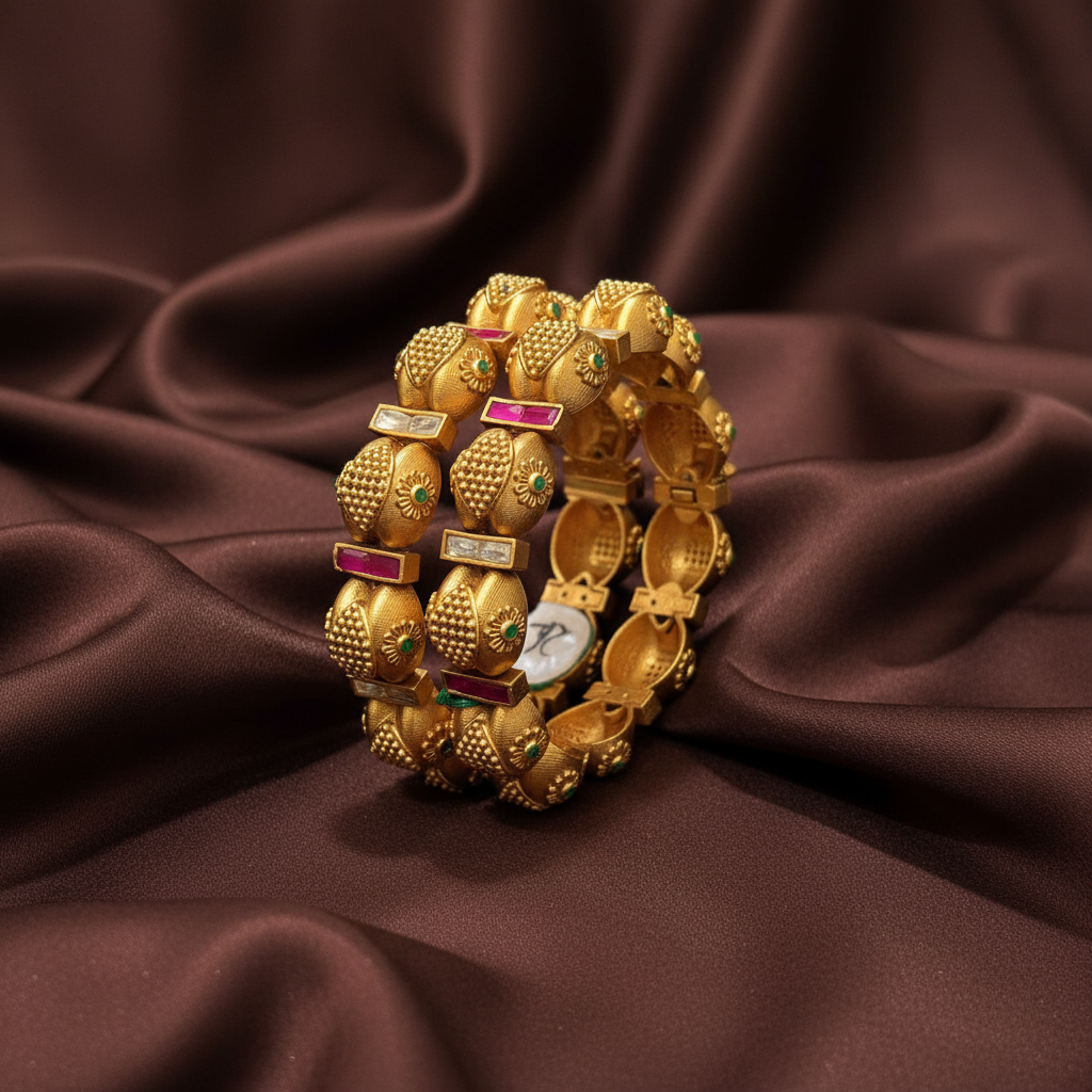 Antique Multi colour Bangle in Kundan - BG00328