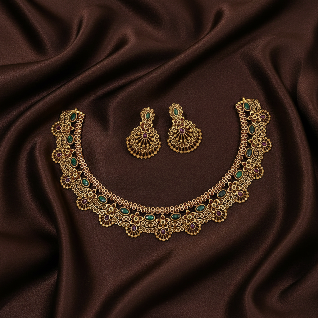 Antique Multi colour Necklace in Nakshi - NN00536