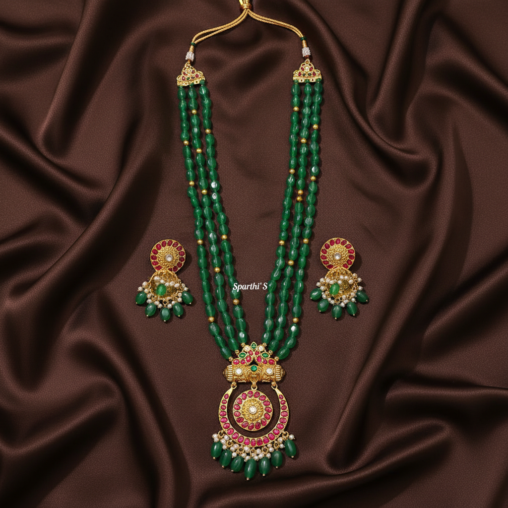 Chand Bali Pink Haram Jadau Kundan - KH00121