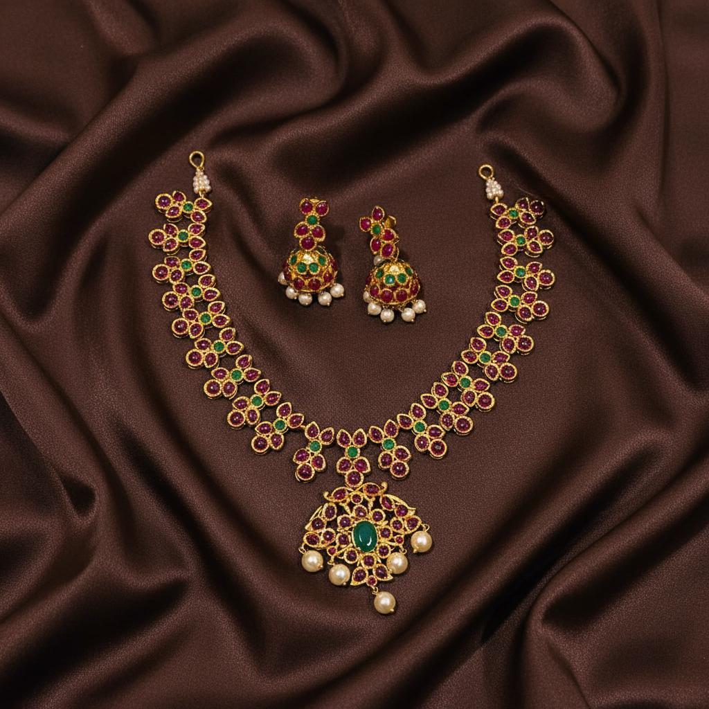 Antique Multi Colour Necklace in Nakshi - NN00553