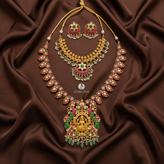 Bridal Set with Long and Short Laxmi Pendant with Earring and Mang Tika - BR0006