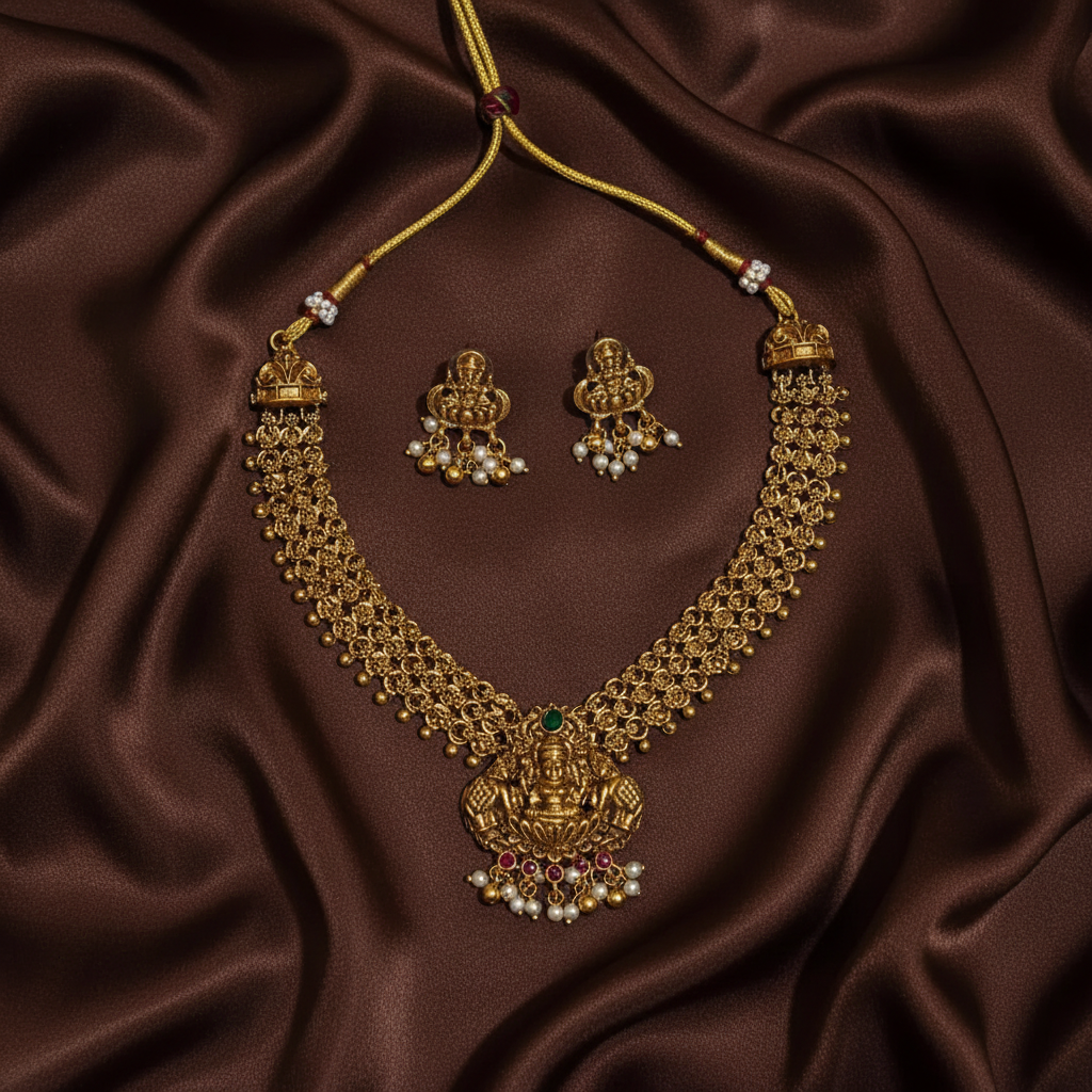 Antique Neckalce with Lakshmi Pendant  - NN0009