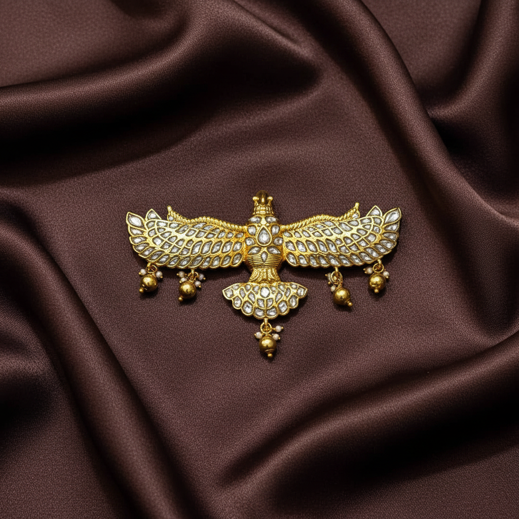 Jadau Broad Gandaberunda Pendant with Back Hook - KP00206