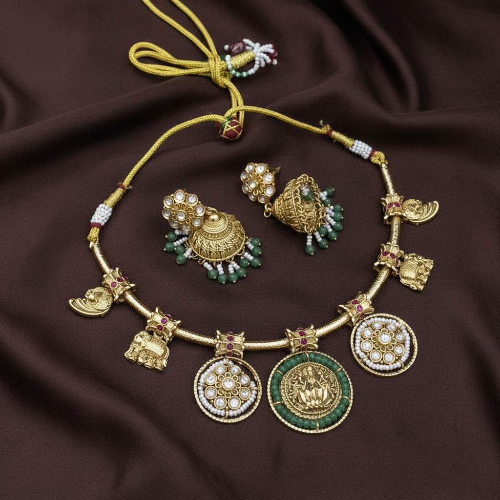 Lakshmi Kante Set With Jhumkis - NN00213