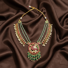 Jadau Layer Chain With Peacock Pendant - PB00611