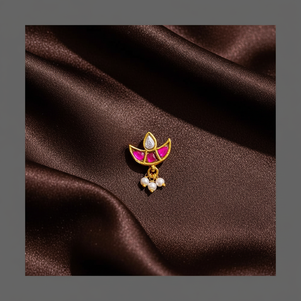Ruby Chand Nose Ring in Kundan - NR0011