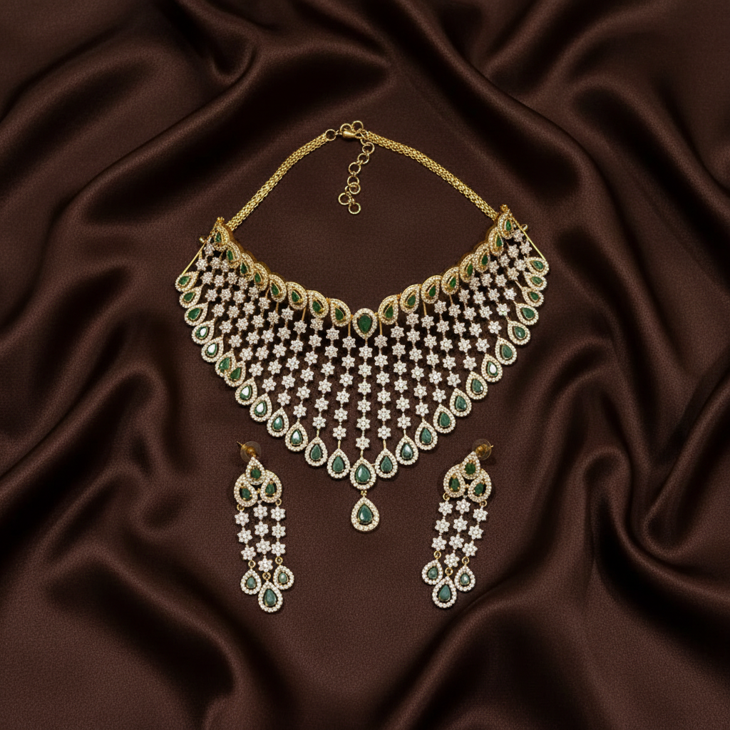 Daimond Replica heavy Choker With Earrings - DN0098