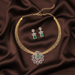 Invisible Multi Layer Choker With Diamond Pendant - Dn0068