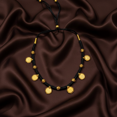 Gold Replica Lakshmi Kasu With Black Dori - BD00173