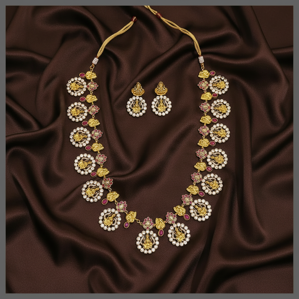 Beautiful Peacock and Lakshmi Kundan Haram - KH00297
