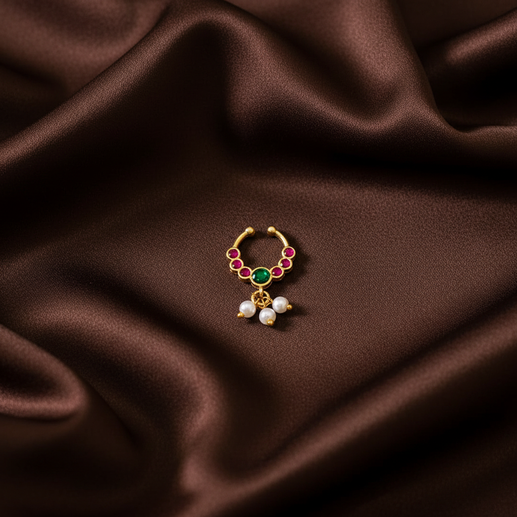 MultiColor Nose Ring With Pearls - NR0048