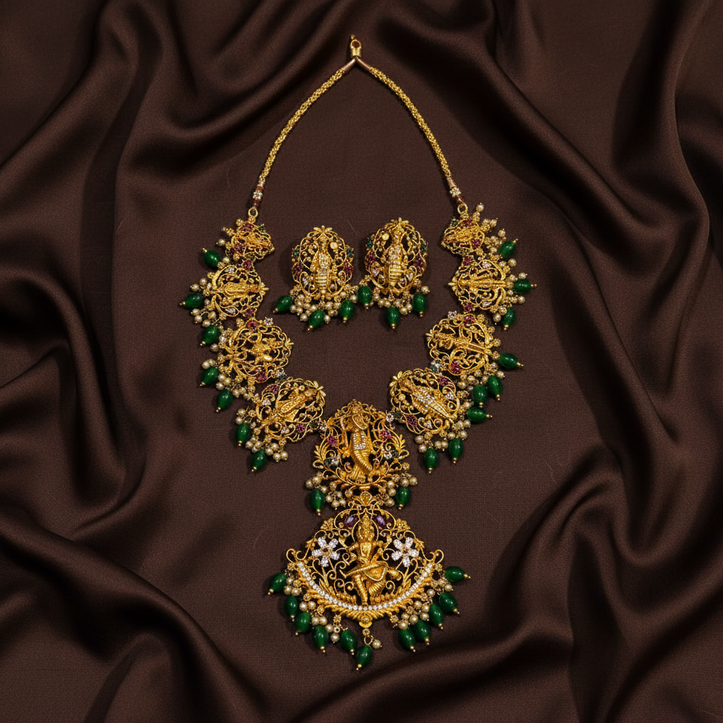 Matt Gold Polish Dasavatarm Necklace - NN00865
