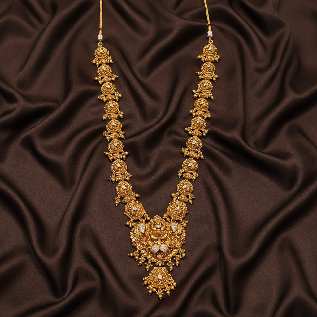 Beautiful Lakshmi Haram With Earrings In Nakshi - NH00391