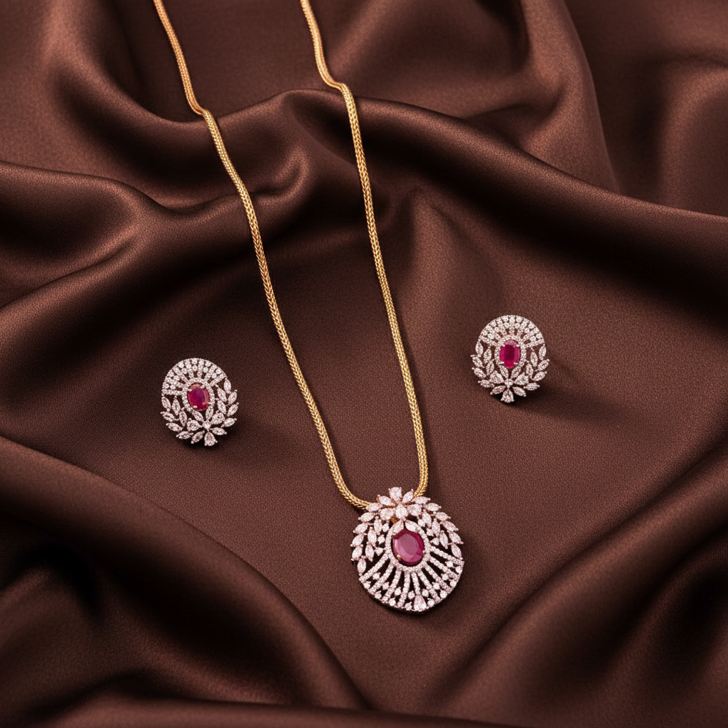 Beautiful Nakshi Chain With Daimond Pendant - DN0072