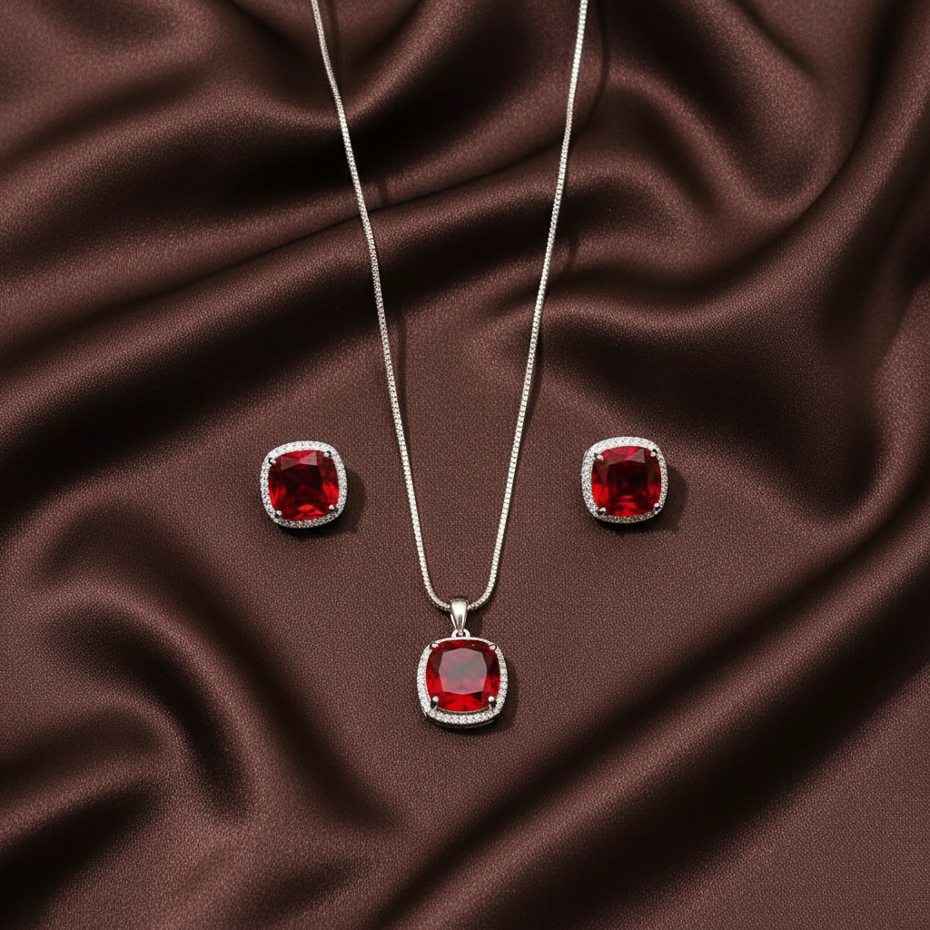 Beautiful Stones Pendent In Diamond Necklace - DN0037