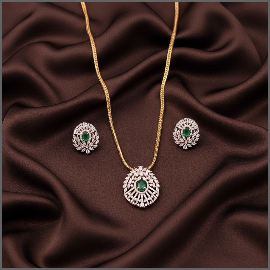 Beautiful Nakshi Chain With Daimond Pendant - DN0072