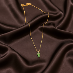 Beautiful Chain With Kundan Fish Pendant - KN00538