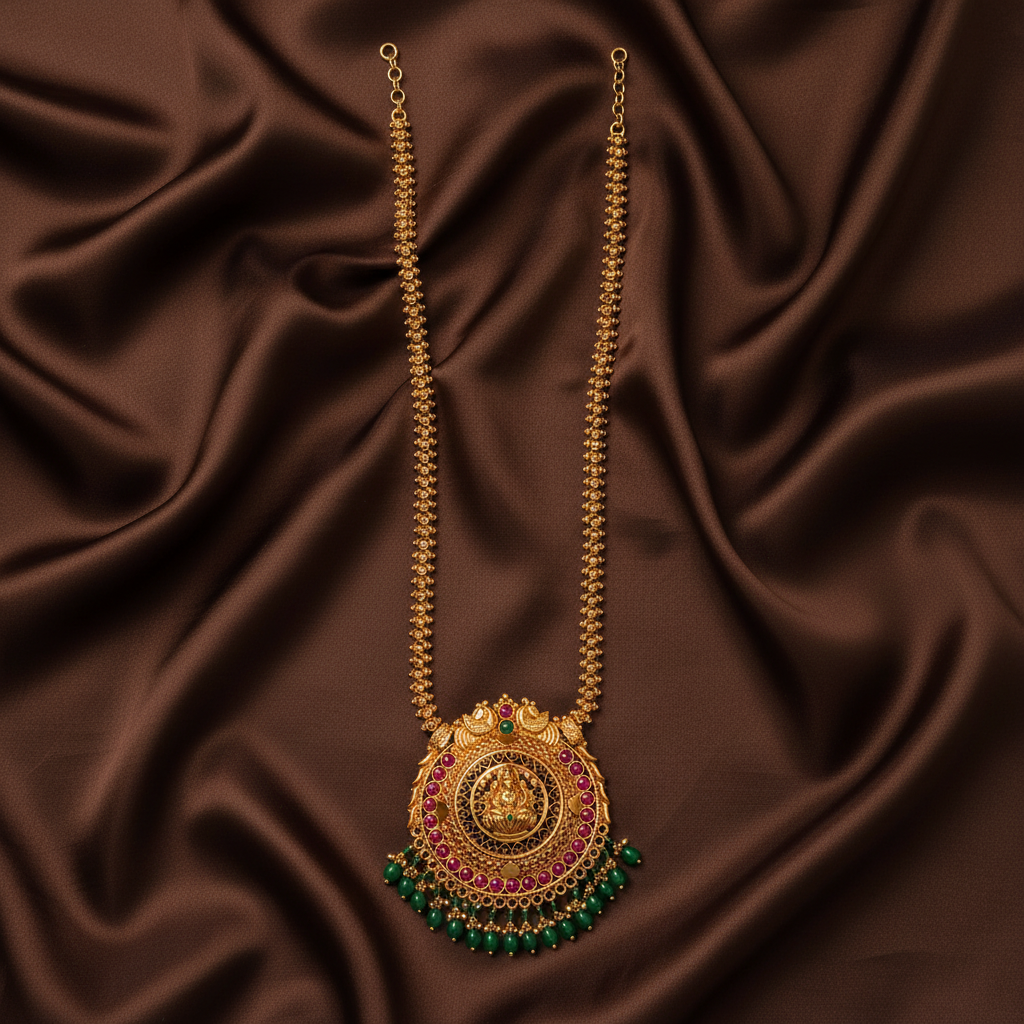 Beautiful Nakshi Haram with a stunning multicolor pendant - NH00343