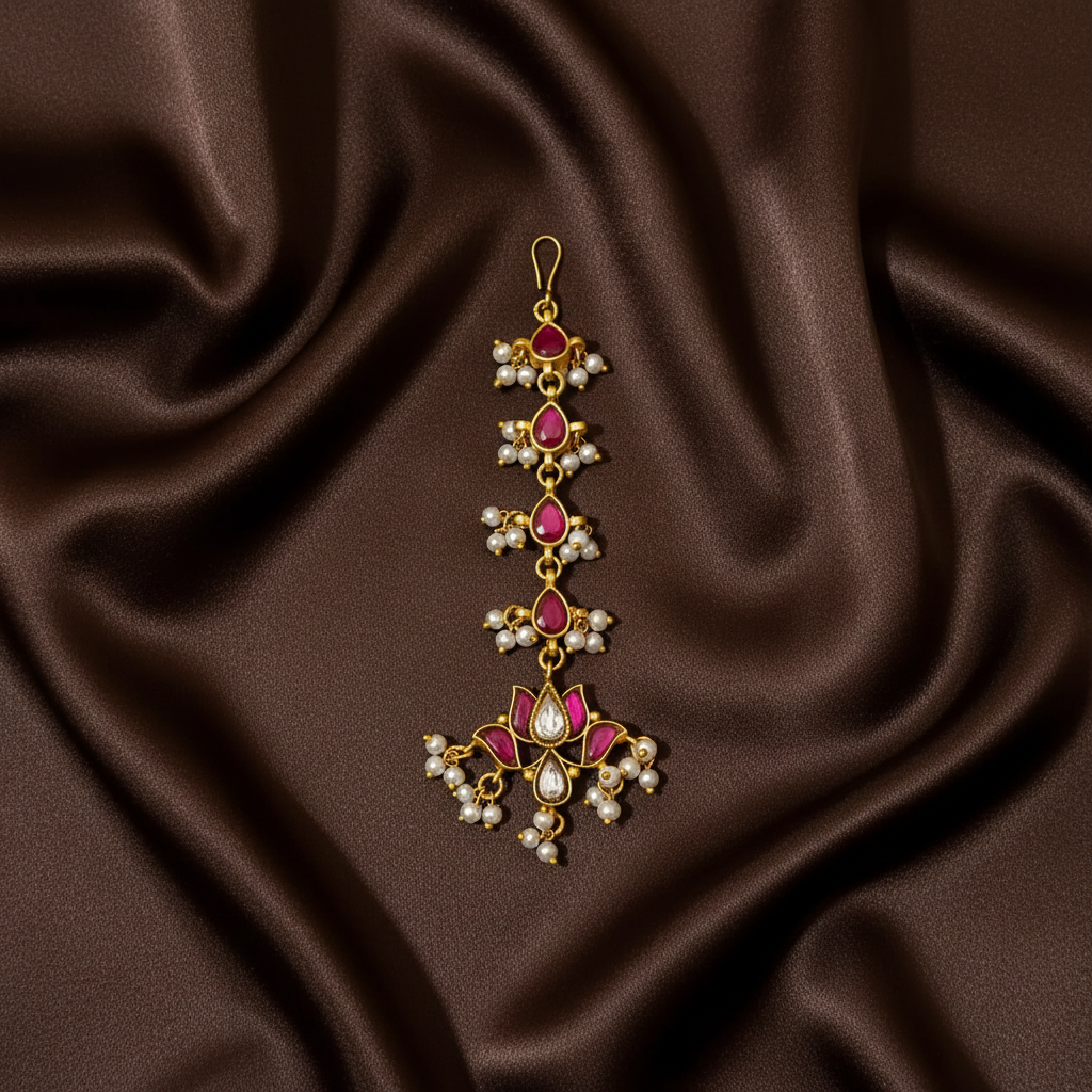 Beautiful Small Lotus Maang Tika - HA00223