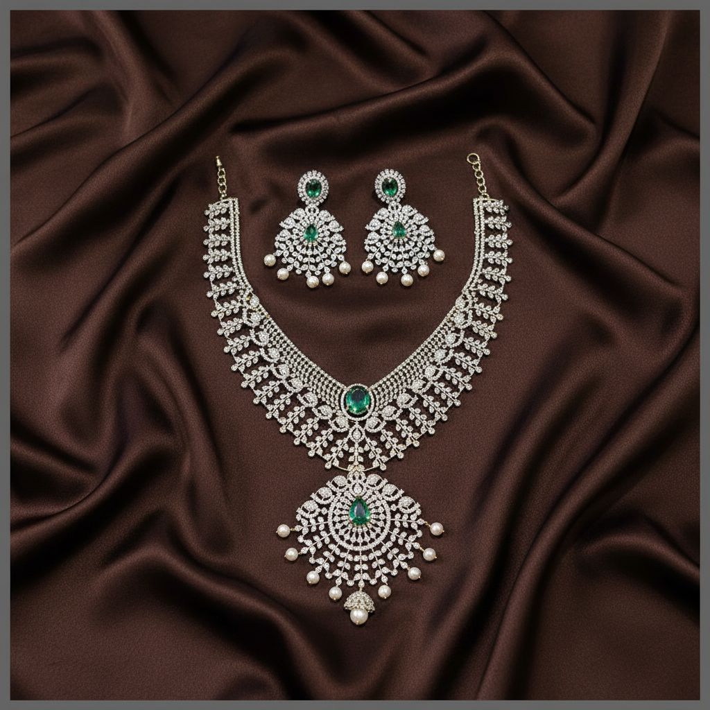 Classy Daimond Look Alike Haram with earrings - DH001