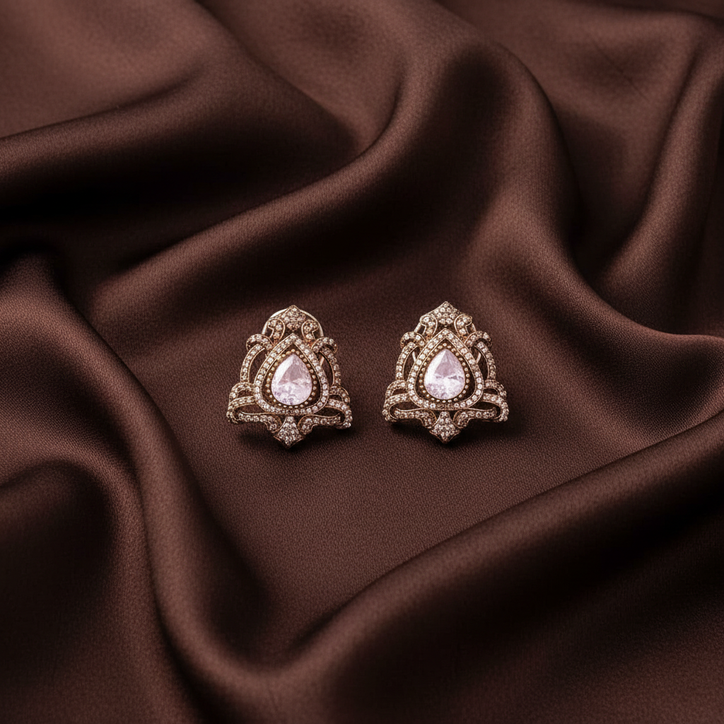 Beautiful White Stone Stud In Victorian - VE00232