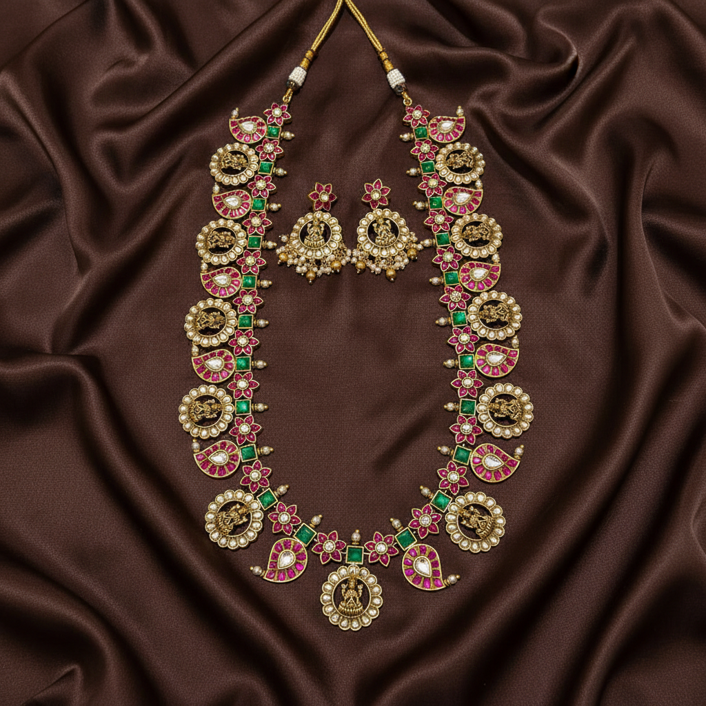 Jadau Lakshmi Mango Bottu Haram - KH00398