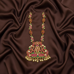 Jadau Ball Pattern Chain With Lakshmi Pendant - KN00633