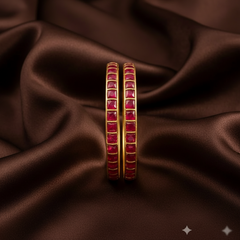 Ruby Jadau Square Pattern Bangles - BG00646