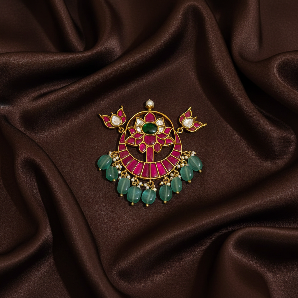 Jadau Flower Patter Pendant - KP00150