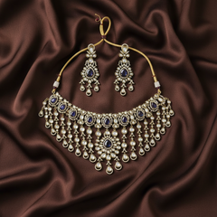 Victorian CZ Grand Chokers With Earrings - VN00185
