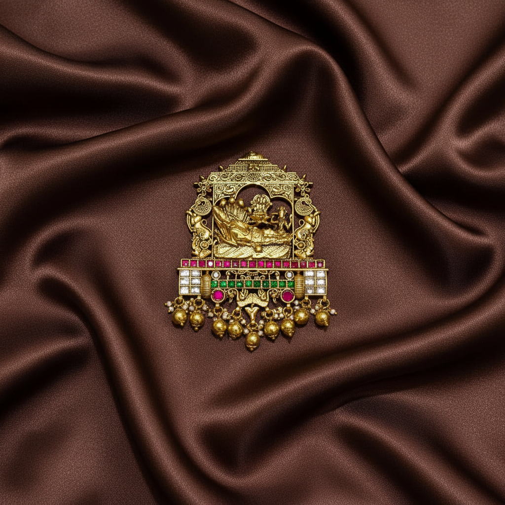 Jadau Anantha Padmanabha Swamy Pendant - KP00200