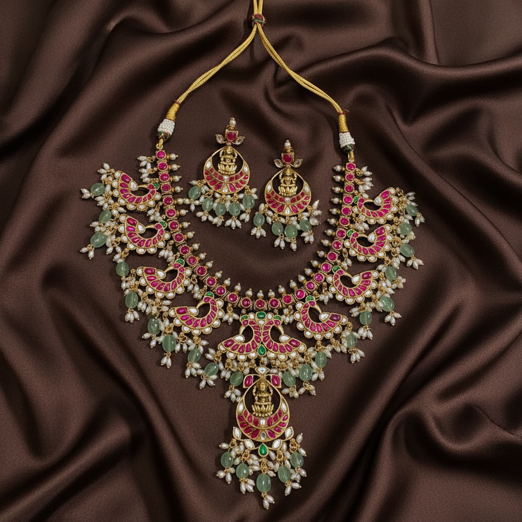 Jadau Peacock Necklace - KN00631