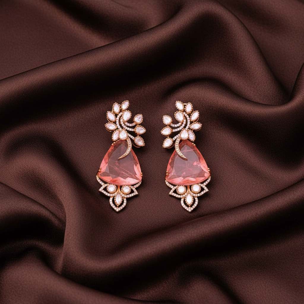 Elegant Peacock Earrings In Diamond - DE0020