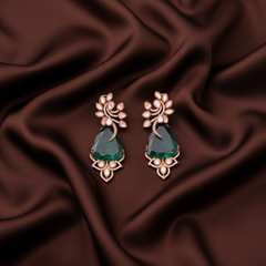 Elegant Peacock Earrings In Diamond - DE0020