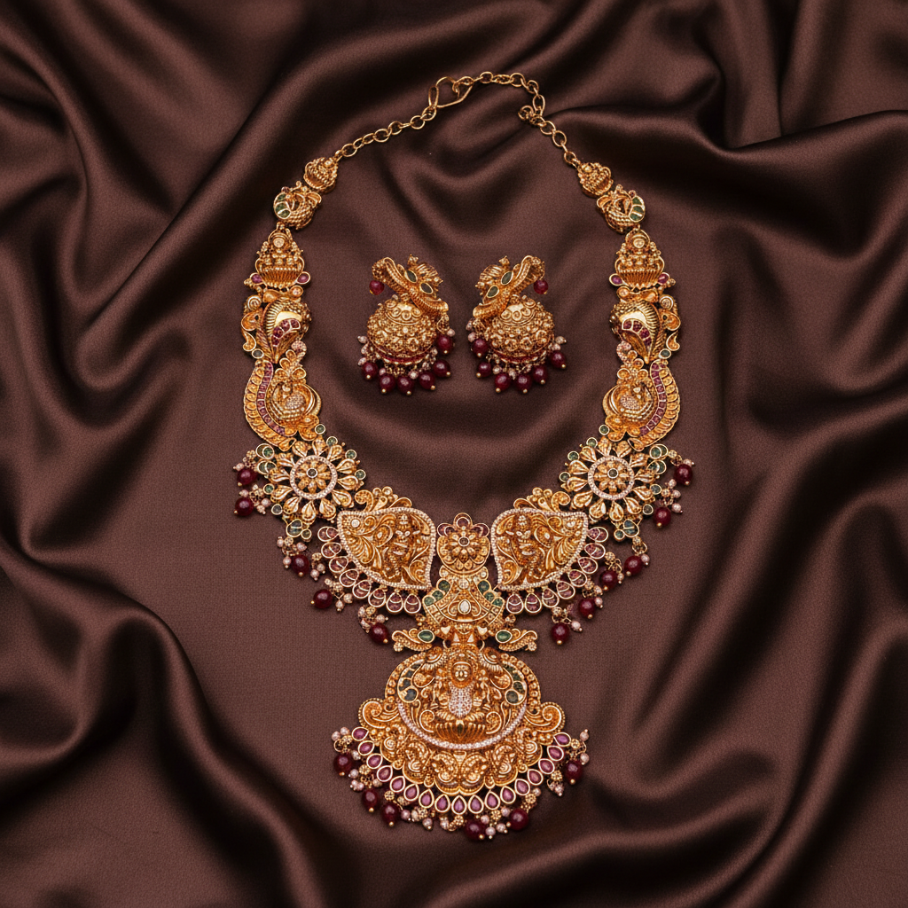 Beautiful Lakshmi Haram In Nakshi - NH00377