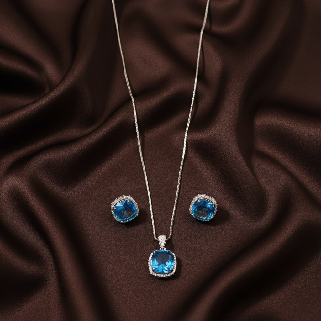 Beautiful Stones Pendent In Diamond Necklace - DN0037
