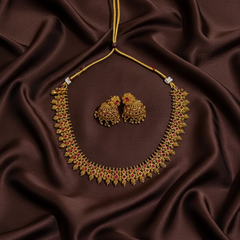 Nakshi Traditional Necklace with Kempu Stones - NN00958