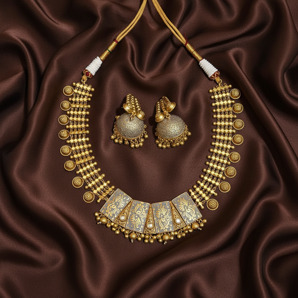 Nakshi Gold Painted Designer Neckalce - NN00341