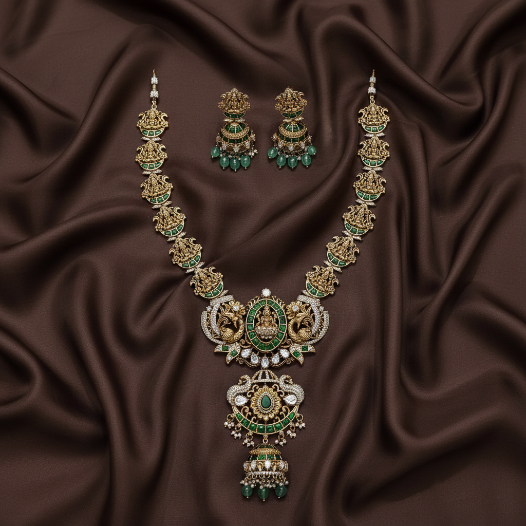 Emerald Victorian Long haram with Mozonites - DH0037