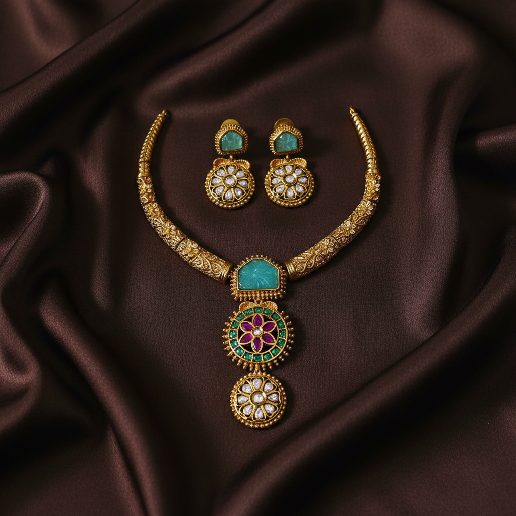 Antic Kante Necklace in Kundan - KN00387