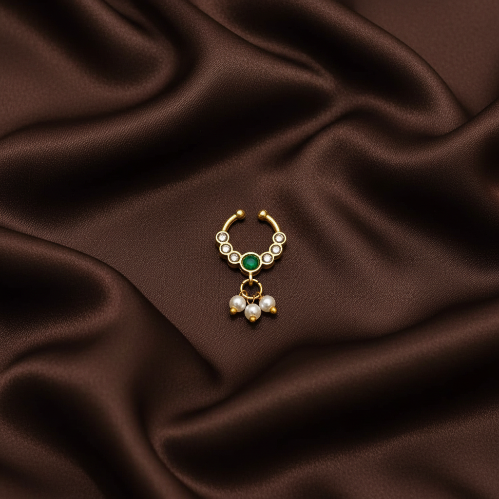Beautiful Stone Septum Nose Ring in Kundan - NR0016